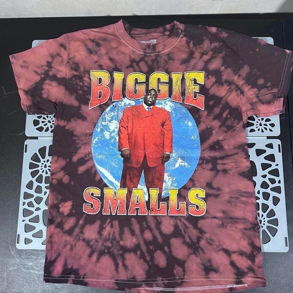The Notorious BIG Biggie Smalls Tie Dye Graphic T-Shirt Red Black Mens Large